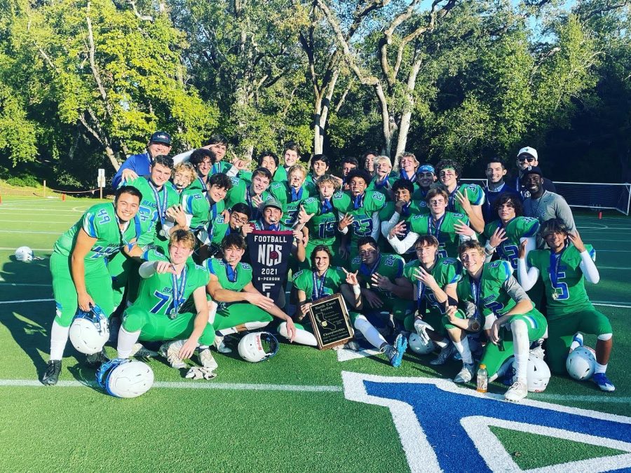 The football team wins the NCS pennant after a blowout victory against Stuart Hall. (Courtesy of Veronica Bosque)