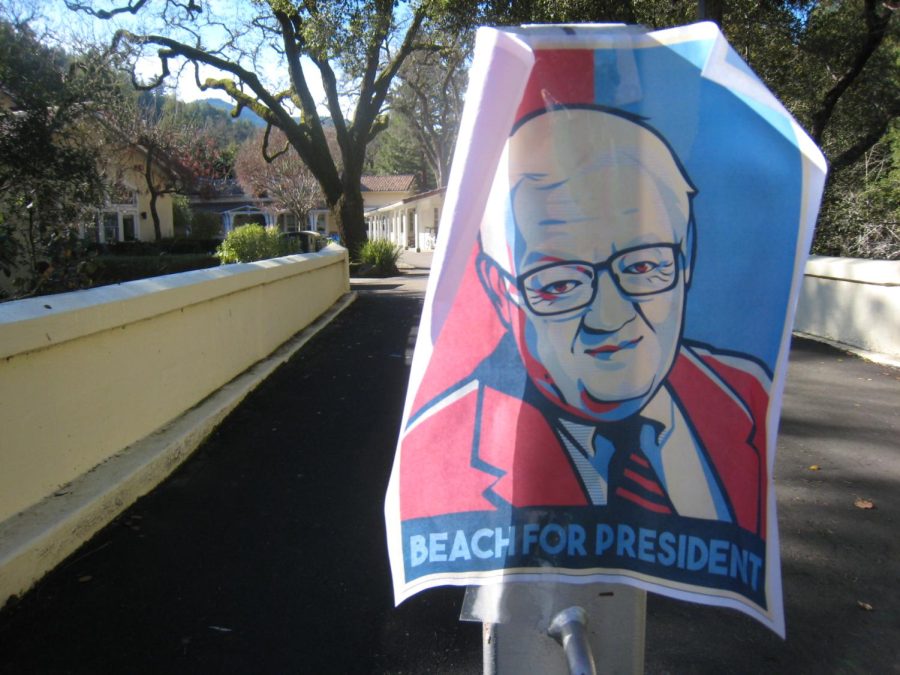 A “Beach for President” sign in January 2022. Councilman Beach Kuhl became an overnight sensation after a Town Council meeting that month.