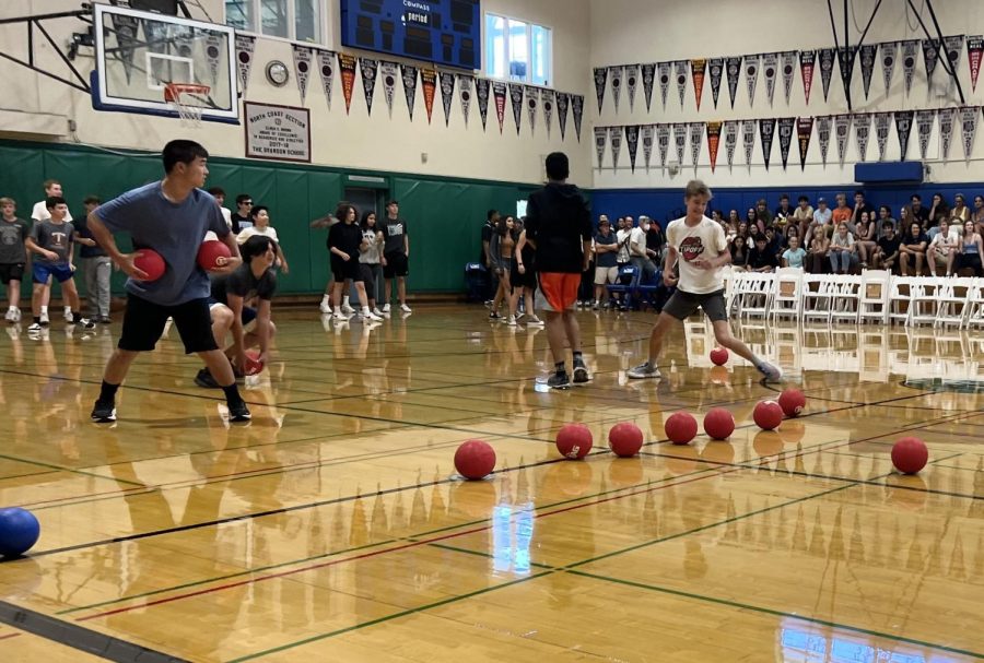 Freshmen play a game of dodgeball Friday, Aug. 26.