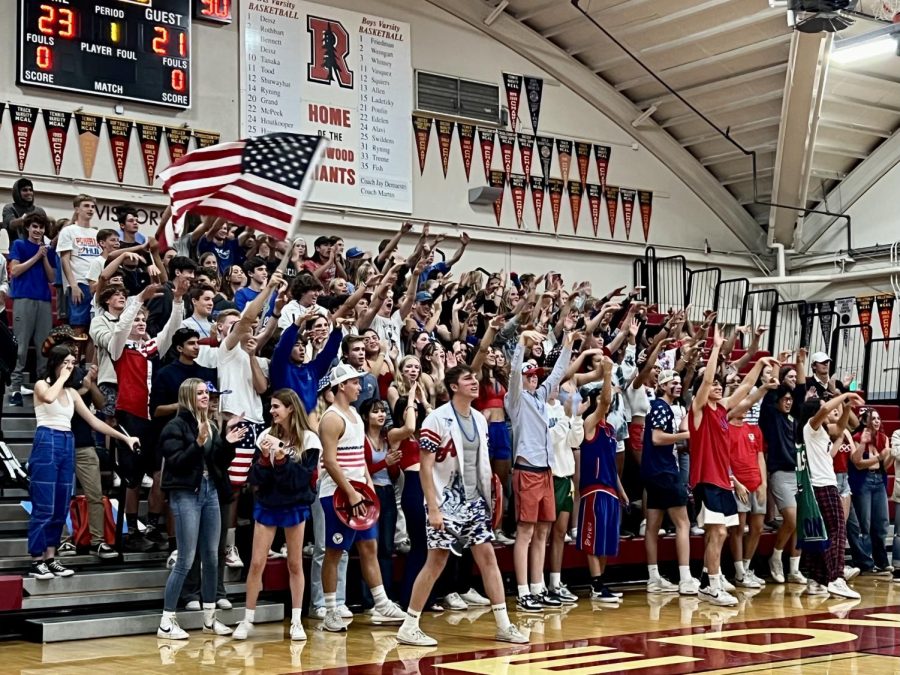 The Branson crowd cheers during the first set of the girls varsity volleyball game against Redwood, Oct. 14, 2022.