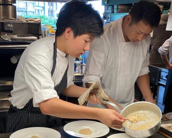 Andrew Peng 24 prepares a dish at a restaurant in Japan. Peng has traveled the world experimenting with different culinary styles. Courtesy of Shih-Wei Peng