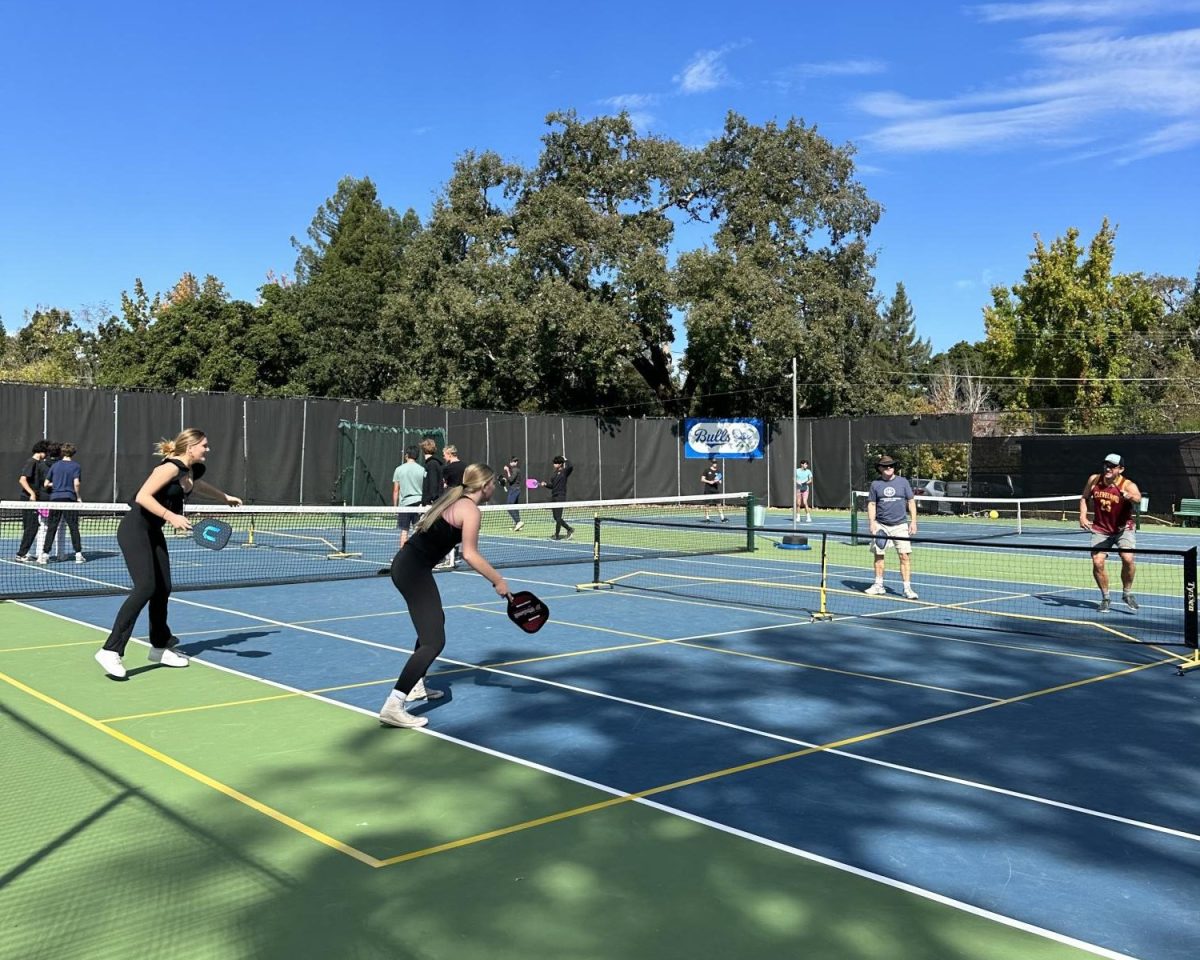 Students and faculty compete in a pickleball match. With growing popularity, future tournaments will add to Bransons club sports.