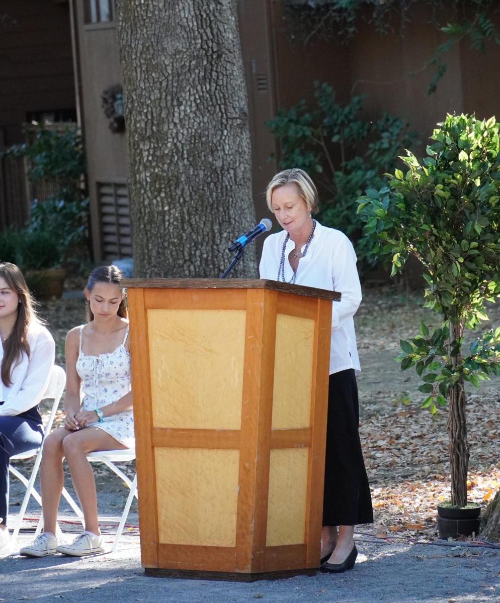 Head of School Chris Mazzola speaks during last year's Convocation. Convocation is the opening ceremony of the school year.