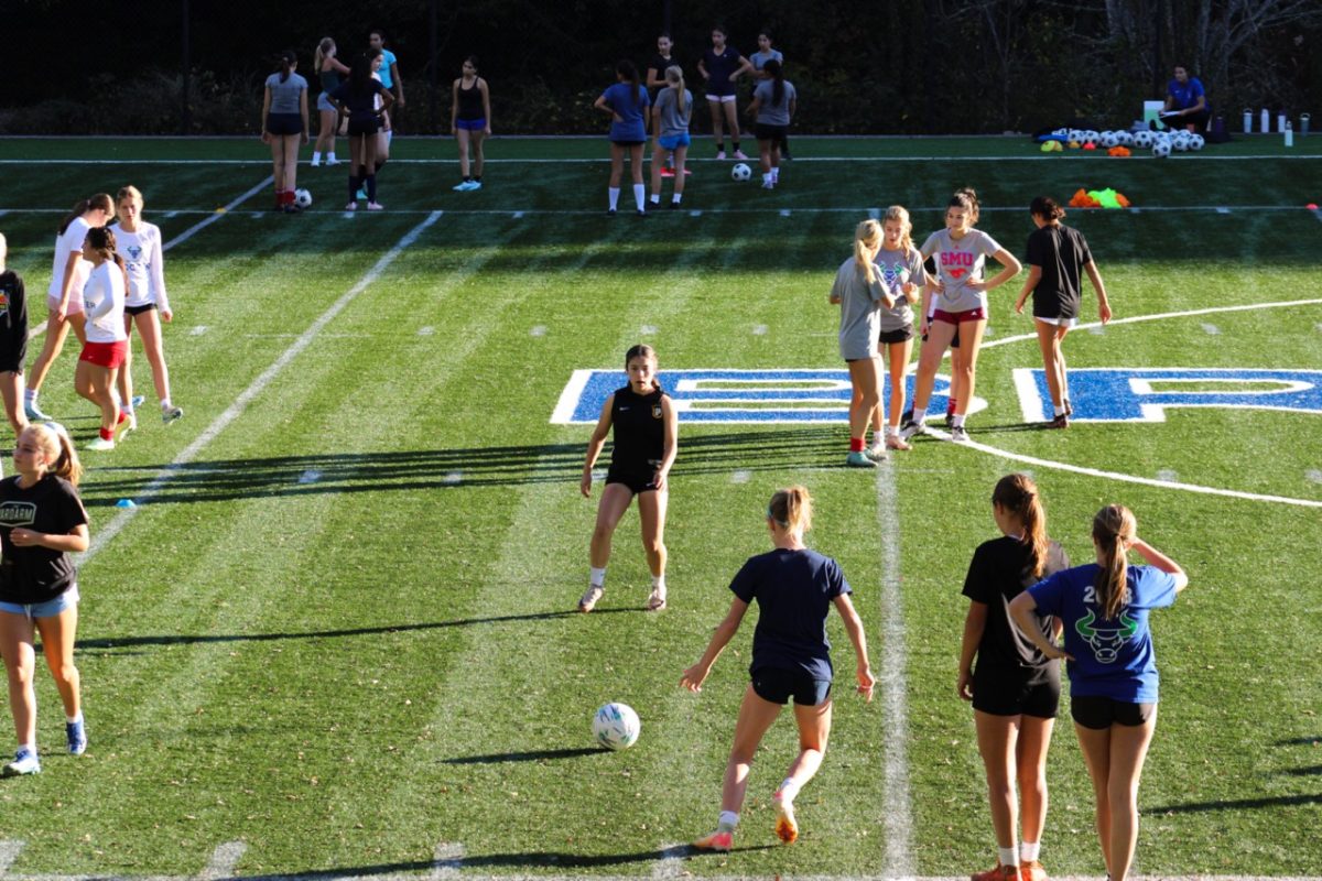 Students try out for girls soccer. Winter sports are in full swing.